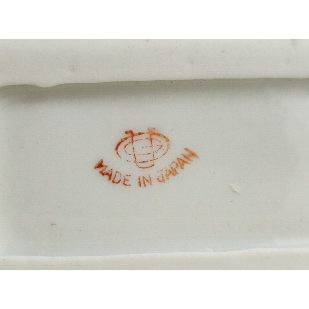 Ucagco Ceramics Japan Small Tray 3.75x2.75" Vintage Floral White Gold Multicolor - Picture 3 of 3